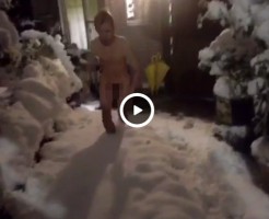 【Vine動画】赤いモヒカン頭の男子が新雪にダイブ！素っ裸で飛び込んだ結末とは…？