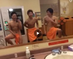 【Vine動画】ポロリ寸前！？温泉でタオル一丁、ポーズを決める筋肉系男子たちがイケメン！